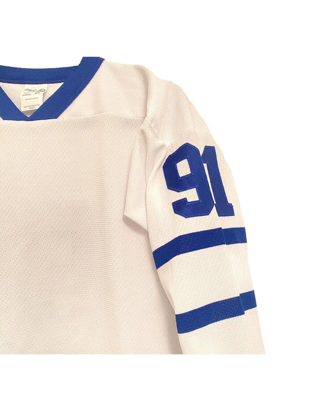 John Tavares Jersey #91 Maple Leaves Ice Hockey White & Blue Kid's Hockey Jersey - Picture 10 of 12